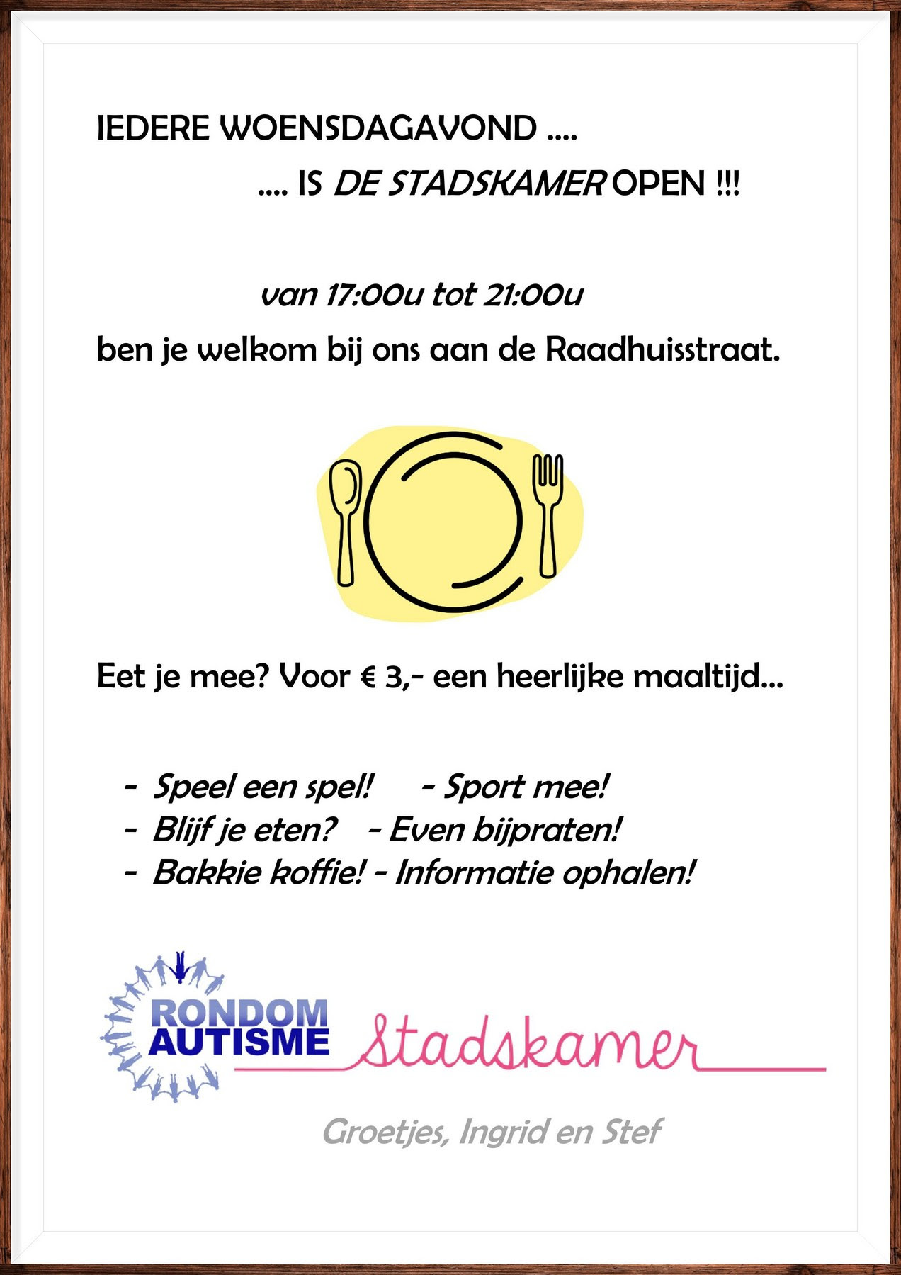 Stadskamer woensdagavond